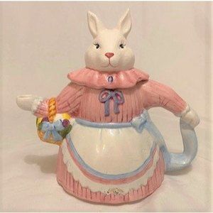 vintage '93 Seymour Mann Inc. "Tea Time" ceramic bunny teapot